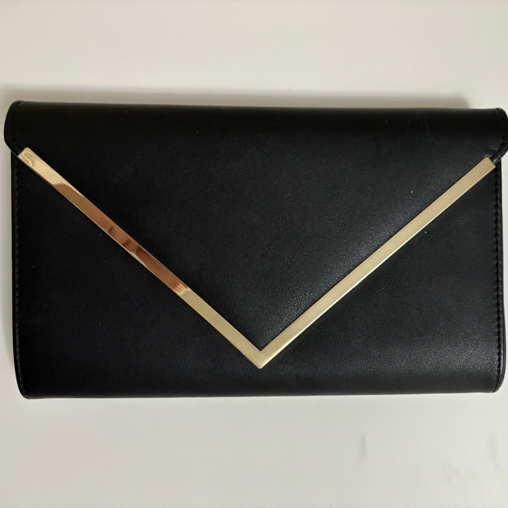 Aldo Black Clutch with Gold chain